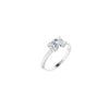 14K White Round &amp; 5x3 mm Emerald Engagement Ring Mounting