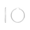 Sterling Silver 3mm x 45mm Diamond-Cut Hoop Earrings