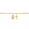 Cross/Mary Dangles on Open Curb Chain Anklet