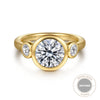 14K Yellow Gold Round Three Stone Bezel Set Diamond Engagement Ring