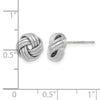 14K with White Rhodium Plating Knot Polished D/C Post Earrings