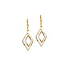 Two-tone CZ Double Framed Rhombus Drop Earrings