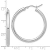 14K White Gold Polished Hoop Earrings