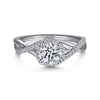 14K White Gold Round Twisted Diamond Engagement Ring