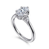 14K White Gold Oval Three Stone Diamond Engagement Ring