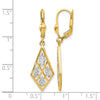14K with Rhodium D/C Leverback Earrings