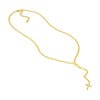 Mary and Cross Curb Chain Lariat Necklace