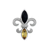 Diamond, Onyx &amp; Peridot Gemstone Fleur De Lis Pendant