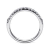 Curved 14K White Gold French Pavé Diamond Wedding Band
