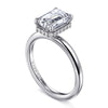 14K White Gold Hidden Halo Emerald Cut Diamond Engagement Ring