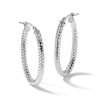 14K ForeverLite White Gold Polished and Textured Earrings