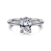 14K White Gold Oval Solitaire Diamond Engagement Ring