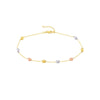 Tri-Color Satin and Polished Bead Adjustable Anklet
