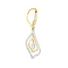 Two-tone CZ Double Framed Leaf Drop Earrings