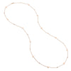 Sterling Silver Polished Bead and CZ Station Long Necklace