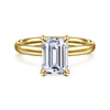 14K Yellow Gold Emerald Cut Solitaire Diamond Engagement Ring