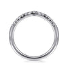 Curved 14K White Gold French Pavé Diamond Wedding Band