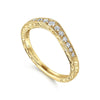 Vintage Inspired Curved 14K Yellow Gold Micro Pavé Diamond Anniversary Band