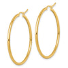 14K 2x40mm Polished Hoop Earrings