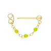 3 Beads Green Enamel Front to Back Earrings