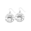 Plated Sterling Silver Circled Dolphin Drop Earrings