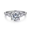 14K White Gold Round Three Stone Diamond Engagement Ring