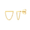 Horizontal Bar Earrings with Chain Drape