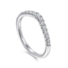 Curved 14K White Gold French Pavé Diamond Wedding Band