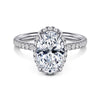 14K White Gold Oval Hidden Halo Diamond Engagement Ring