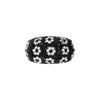 Blk And Wht Crystal Flower Dome Ring