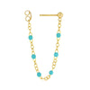 6 Beads Turq Enamel Front to Back Earrings