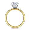 14K White-Yellow Gold Oval Solitaire Diamond Engagement Ring