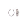 Plated Sterling Silver Diamond-Cut Patterned Oval Hoops