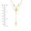 Tri-Color Virgin Mary and Cross Duo Necklace
