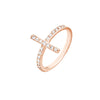 Sideways CZ Cross Ring