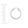 Sterling Silver 3mm x 30mm Diamond-Cut Hoop Earrings