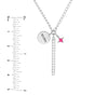 Sterling Silver Girl Mama CZ Bar Mixed Charm Necklace