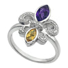 Diamond Gemstone Fleur de Lis Ring