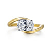 14K White-Yellow Gold Bypass Oval Diamond Engagement Ring