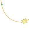 Sideways Floating Turtle and Turq Bezel Necklace