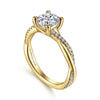 14K Yellow Gold Twisted Round Diamond Engagement Ring