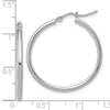 14K White Gold 2x30mm Hoop Earrings