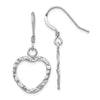 Sterling Silver RH-pltd  Textured Heart Shepherd Hook Earrings
