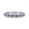 14K White Gold 15 Stone Diamond and Sapphire Anniversary Band
