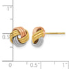 14K with White and Rose Rhodium Knot Polished D/C Post Earrings