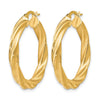 14K Polished Scratch-finish Twisted Hoop Earrings