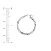 Sterling Silver Twisted Polished and Satin Hoop Earrings