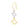 Two-Tone Dangle Flower Duo Earrings on Fish Hook