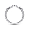Vintage Inspired 14K White Gold Curved Diamond Wedding Band