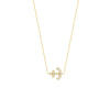 Sideways Mini CZ Anchor Necklace